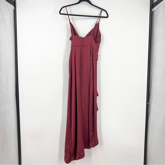 Significant Other Revolve Midi Wedding Guest Formal Wine Red Ruffle Dress Size 4 - Picture 3 of 6